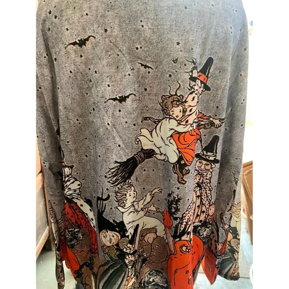 Vintage Halloween Long Sleeve Shirt Witches Jack O Lanterns All Hallows Eve 5XL